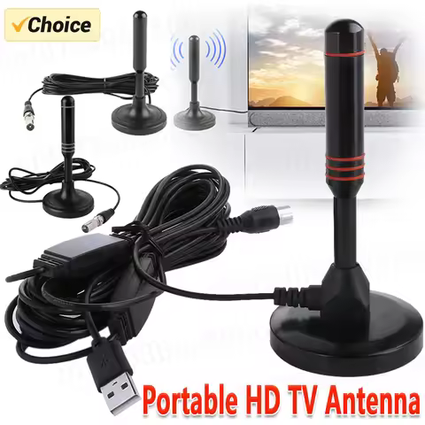 Portable TV Antenna 300cm Coax Cable Digital Receiving Antenna DVB-T DVB-T2 DAB Indoor Outdoor Digit