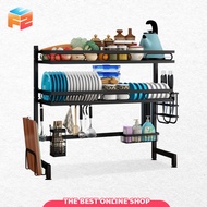F2C 2-Layer Dish Rack 62/72/82/92cm Rust-Free Sink Cover With Spoon And Fork Holder Additional Hook