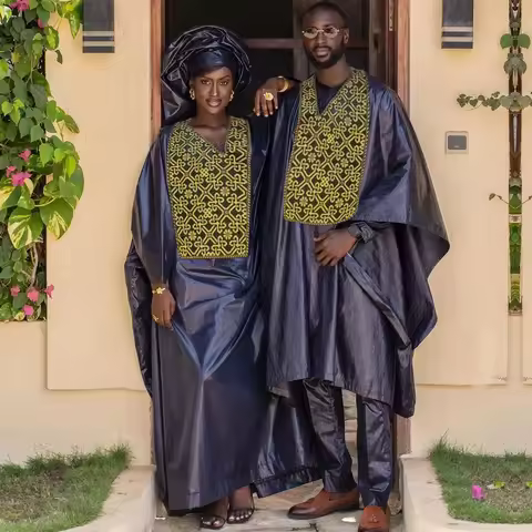 African Agbada Suits Men Soft Material Embroidery Design Three Pcs One Set Long Sleeve