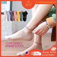 Cute Korea Fashion Amor Smiley Face Women Ankle Socks Stokin Comel Pendek Women Cotton Socks