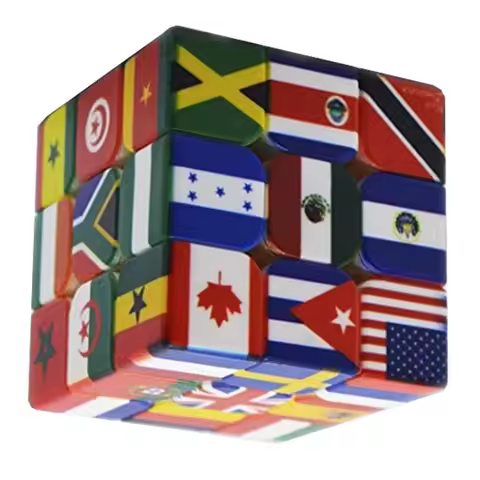 3X3X3 Magnetic Magic Cube Puzzle With Flag Printed Elements Customized Professional Puzzles Educatio