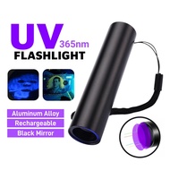 LED UV Flashligh USB Rechargeable 365nm Black Light Money Detector Ultraviolet Light UV Torch Light 