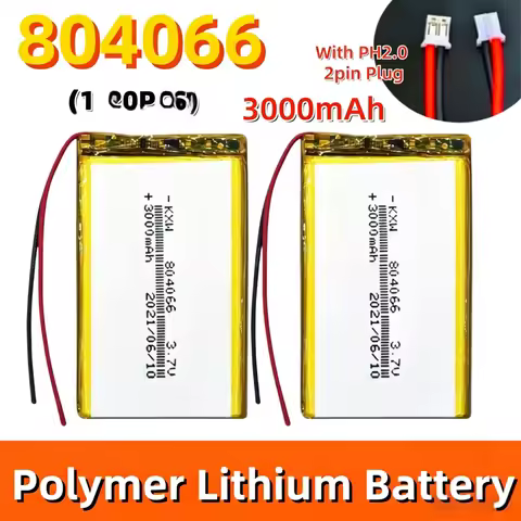 High Capacity 3000mAh 804066 Li-Polymer Battery 3.7V Rechargeable With PH2.0 Plug For R36S Game Mach