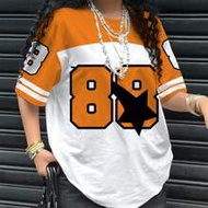 Women's Digital 88 Letter Print T-Shirt, Fashionable Sporty Summer