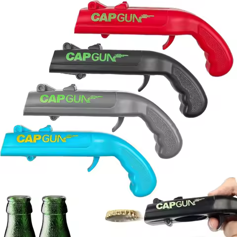 Portable Creative Pistol Bottle Cap Launcher Beer Opener Shooting Cap Gun Multifunctional Home Kitch
