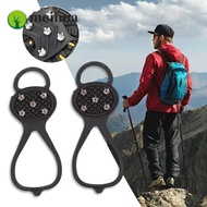 MEIHUAA 1 Pair Ice Gripper Spike, Anti-Slip 5/8 Teeth Shoes Crampons,  Spike Universal Spike Grips C