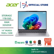 ACER SWIFT 14 AI SF14-61T-R5C2 14" TOUCH LAPTOP ( RYZEN AI 9-365 32GDR5 1TBSSD / 14" IPS TOUCH / WIN