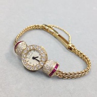 古董 Le Coultre 積家 手動上鍊淨錶一隻，天然鑽石+紅寶石 18K殼  9K金帶 ，內14cm，行走正常  💰現金價 HKD $14,600