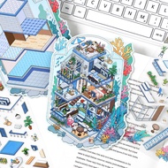 Mr. Paper 2.5D Landscaping sticker pack Create meaning drift bottle ocean fishing ground Sea sushi r