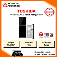 Toshiba 270L 2 Doors Fridge | Pure BIO | Origin Inverter | Multi Air Flow | Ice Maker Twist | GR-RT3