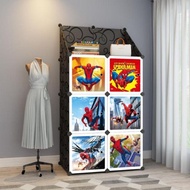 6 Cube + 2 Top  Wardrobe DIY Cartoon Cube Rack Clothes Storage Bedroom Cabinet Almari