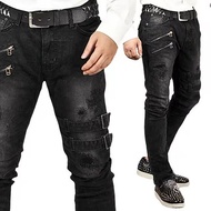 Mens Jeans Casual Sim fits Skinny Jeans Stretch Biker Ripped Denim Pants New