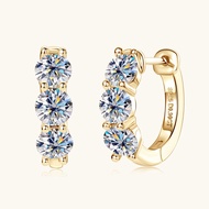 Luxury Moissanite Hoop s925 Sterling Silver 1.8ct Round Cut Premium Vintage Gold Hoop Earrings for W