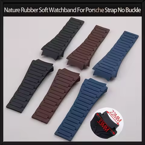 Nature Rubber Soft Watchband For Porsche Strap Design P6620 Series Watch Band Sports Waterproof Brac