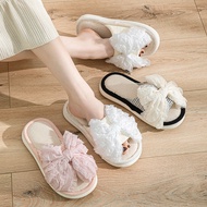 Bow Linen Slippers Indoor Sandals Slippers Summer Home Girl Cotton Linen Slippers Women