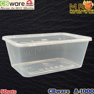 CB A1000 Rectangular Container With Lid [ 50sets± ] 1000ml Disposable Plastic Box - CBware Chunbe wa