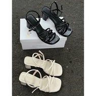 6 Inch Square High Heels with Cross Straps