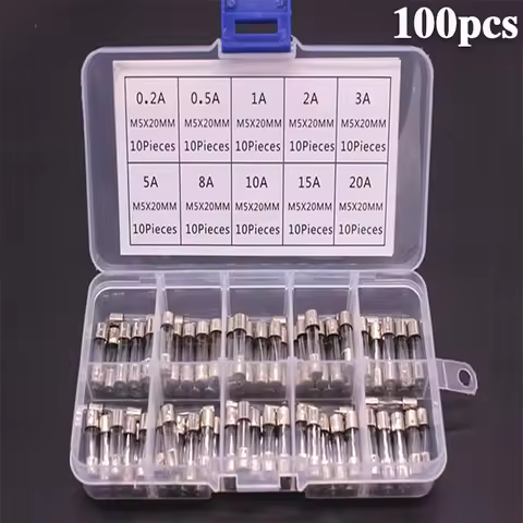 100 PCS Fast Blown Glass Fuse Combination Kit 5x20 mm 250 V 0.1 0.2 0.25 0.5 1 1.5 2 3 4 5 8 10 12 1