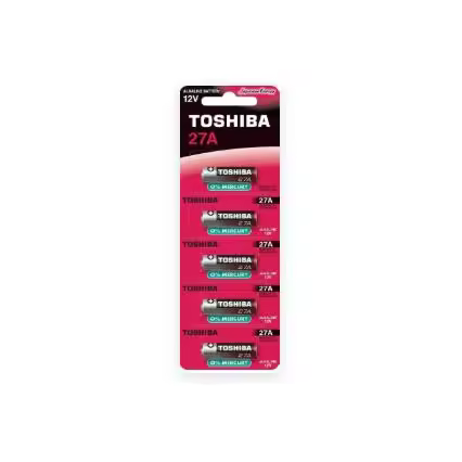 Toshiba 27A 12V Battery, High Capacity Alkaline Power for Garage Remotes, Car Alarms, and Wireless S