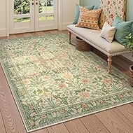 Collive 6x9 Area Rug for Living Room, Floral Butterfly Rug Soft Non-Slip Washable Large Bedroom Rug 