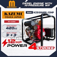 M.Machinery KAZUMI JAPAN Diesel Engine w/ High Pressure Water Pump KZD30HPE-12HP | Enjin Diesel + Pa