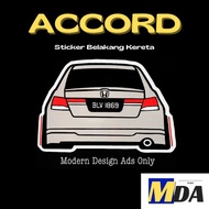 (HONDA - ACCORD) Sticker of Car Backside, Sticker Belakang Honda Accord  ,Custom No. Plat, Color.-- 