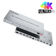 4X4 HDMI Matrix พร้อม Toslink และออดิโอสเตอริโอตัวเลือก4K HDMI Matrix 4 In 4เครื่องกระจายสัญญาณ HDMI ออกพร้อม RS232สกัด EDID