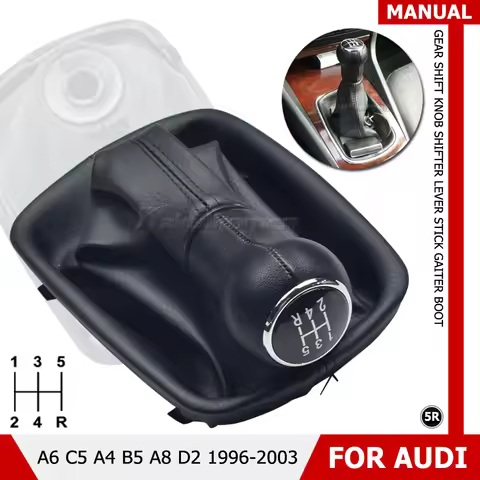 Manual 5/6 Speed Gear Shift Knob Shifter Lever Stick HandBall Gaiter Boot Cover For Audi A6 C5 A4 B5