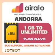🇸🇬[SG SELLER]🇸🇬 Andorra Airalo eSIM –  Data | 100% Digital SIM | No Roaming Charges | QR Code Delive