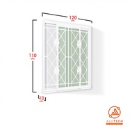 Changdee ประตู ECO RAKANGTHONG หน้าต่างบานเลื่อนอลูมิเนียม 120x110 cm. เหล็กดัดลายปลาคราฟ สีขาว