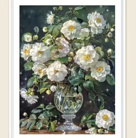 9ct 70x90cm Camellia Embroidery DIY Chinese Style Printed Kits Cross Stitch Needlework Home Decor Cr