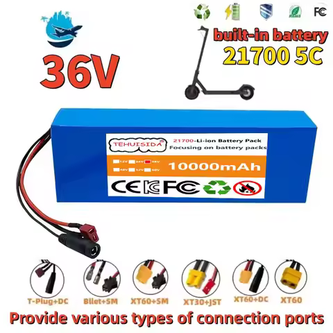36V10Ah 21700 5C Power Lithium Battery Pack with BMS Rechargeable Battery 10S2P Suitable for Fishing