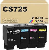 Remanufactured CS720 Toner Set High Yield (4 Pack) Replacement for Lexmark 74C10K0 74C10C0 74C10Y0 7