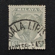 1950-1955 Stamp Pahang-Used Stamp-6c &amp; 8c &amp; 15c &amp; 20c &amp; 50c Sultan Sir Abu Bakar Definitive Series