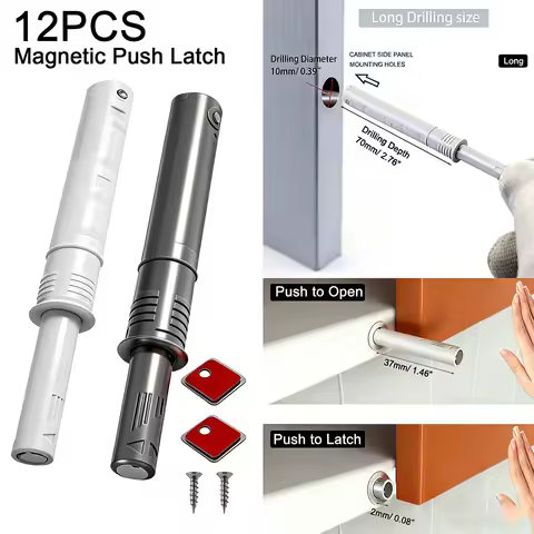 12pcs Push to Open Door Latch Adjustable Magnetic Push Latch Hidden Door Touch Latches and Catch Pus