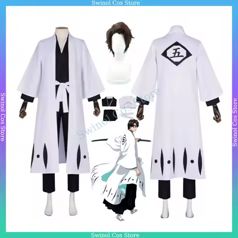 Anime Bleach Aizen Sousuke Cosplay Costume Wig Thousand Year Blood War Gotei 13 Team 5 Captain Robe
