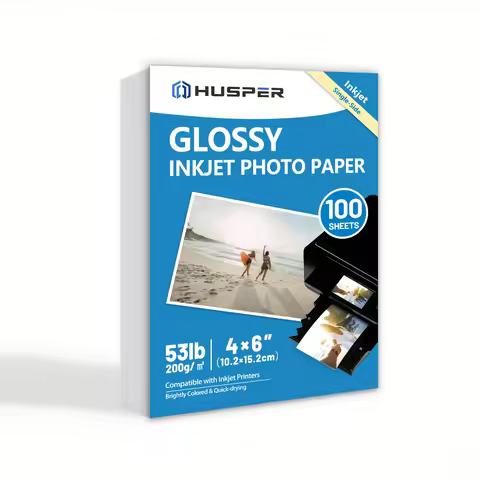 100 Sheets 200gsm Glossy Photo Paper 4x6 Inch 53lb Single-Sided Inkjet Printer Paper 4R Gray Backing