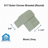 ⟬aga.alumglass⟭ 017 @ 3/4" x 1-1/2" PVC Outer Corner Round Bracket for Aluminium