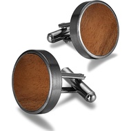 Men's Cufflinks Wood grain, Cufflinks for Men Round Solid for Regular Wedding Business Accessories B