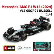 Bburago 1:43 Mercedes AMG 2024 W15 E Performance F1 Formula Car Die Cast Vehicles Collectible Model 