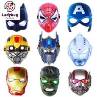 [in stock] Halloween mask for boys and girls cartoon animation column Optimus Spiderman Hulk glowing Captain America bat