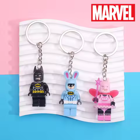 Marvel Avengers Keychain Iron Man Spiderman Captain America Cartoon Cute Building Blocks Keyring Toy