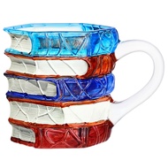 1pc Handmade Coffee Mug with Stained Book Design - Stackable 7/12oz Book LoverS Cup Vibrant Orange R