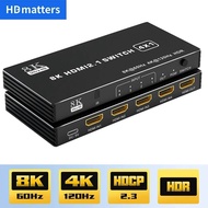 HDMI 2.1 Switch Splitter 120Hz 5-port HDMI 4K 120Hz Splitter Switcher CEC 48gbps HDMI 2.1 Switch 8K 