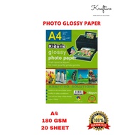 [ KPP-180G ] A4 KIDARIO GLOSSY PHOTO PAPER 180GSM 20S / KERTAS PHOTO GLOSSY A4 180GSM 20 KEPING / KE