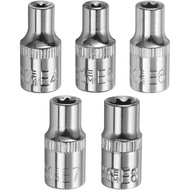 HARFINGTON 5pcs E-Torx Socket 1/4" Drive E4-E8 External Torx Deep Socket CR-V 6 Point Spline Socket 