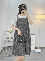 Đầm bầu hoa nhí Babydoll xinh chất vải lụa tằm họa tiết hoa nhí siêu đẹp mặc đi làm đi đám cưới