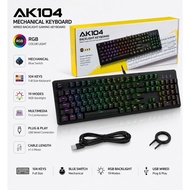 AK104 RGB Mechanical Keyboard | Full size 104 Design | Detachable Armrest | Blue switch