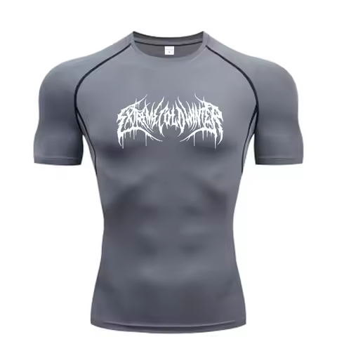 Men's Fitness T-Shirt Running Quick-Dry Top Gym Workout Compression Sweatshirt Short Sleeve Bodybuil