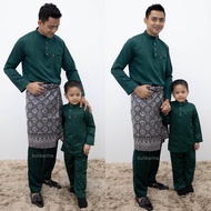 BAJU MELAYU AYAH ANAK WARNA HIJAU EMERALD GREEN
